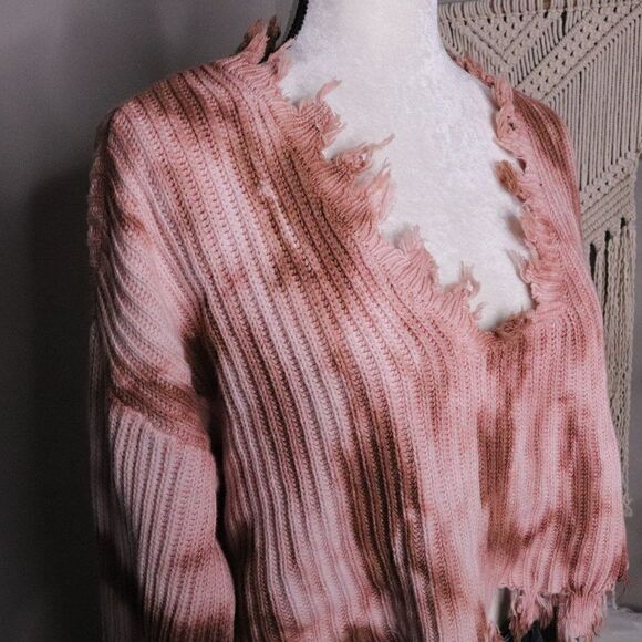 Lane 201 | Boutique Distressed Tie Dye Cropped Sweater Medium - Picture 3 of 8